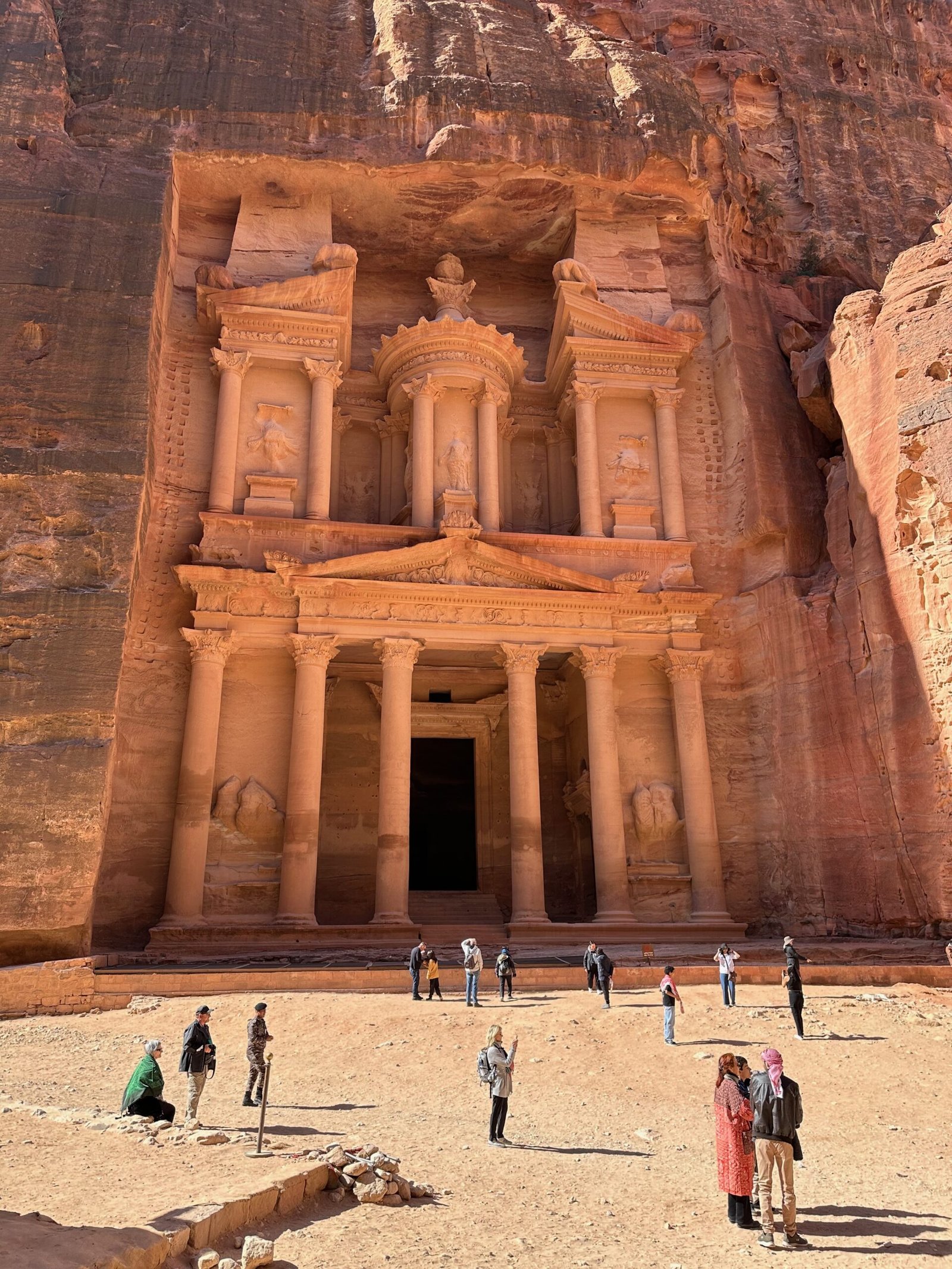 Don Trynor, author of Curious Don, turning the corner from the Siq to see the Petra Treasury.